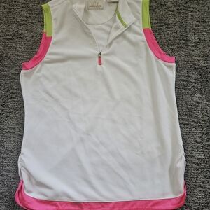EP Pro White Tank Top with Pink and Green Highlights